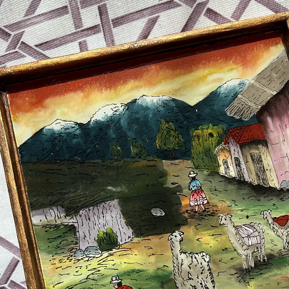 Authentic Peruvian Painting circa 90s Sunset - Picture 5 of 8